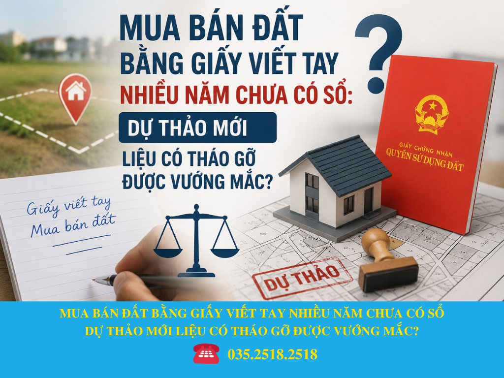 MUA BÁN ĐẤT BẰNG GIẤY VIẾT TAY NHIỀU NĂM CHƯA CÓ SỔ: DỰ THẢO MỚI LIỆU CÓ THÁO GỠ ĐƯỢC VƯỚNG MẮC?